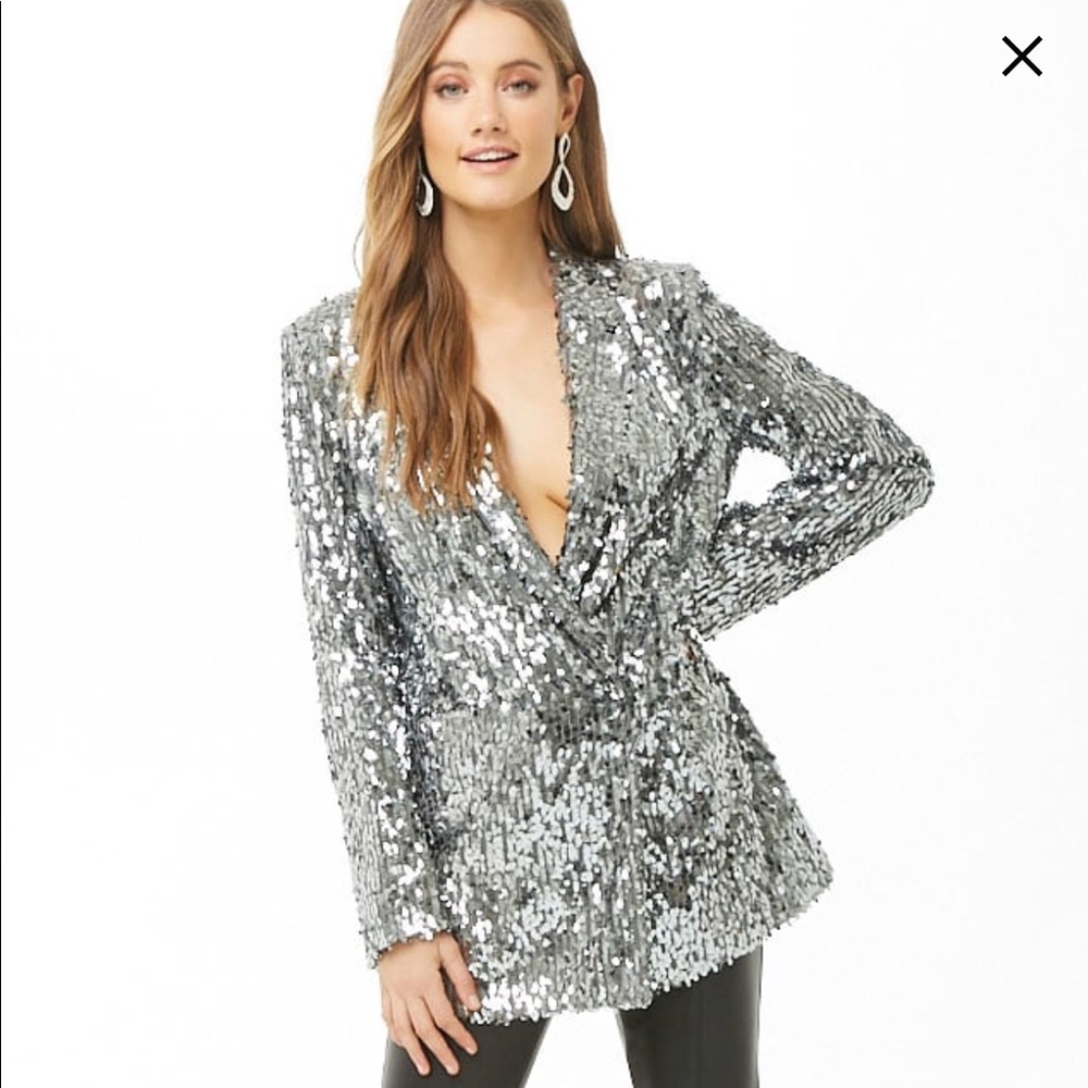NWT - Silver sequin blazer from forever 21